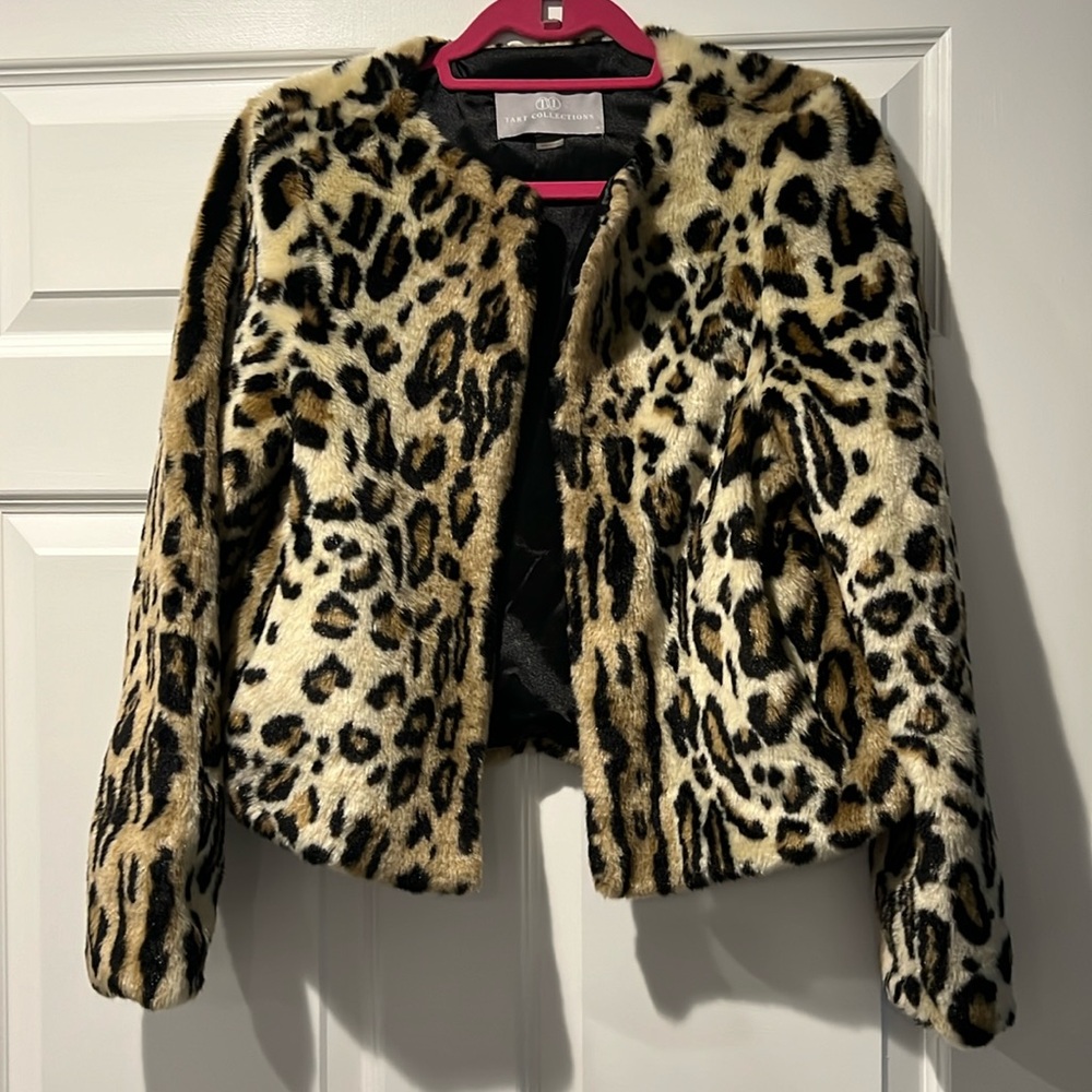 Leopard faux fur jacket